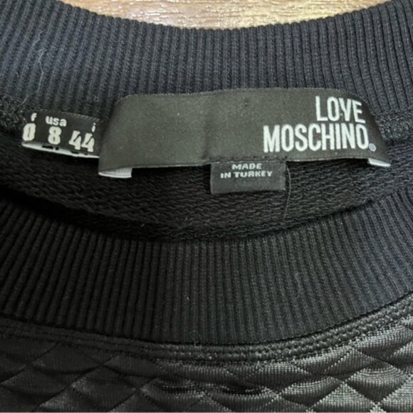 Love Moschino Quilted Pullover Sweatshirt in Black Women Size 8 - Picture 6 of 7